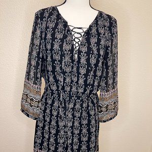 Madewell Paisley Print Front Lace Up Dress Size 8